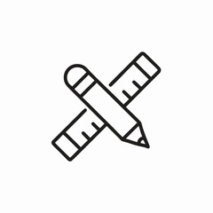 Pencil and Ruler Icon: Design, Drawing, Measurement