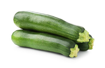 Three fresh ripe zucchinis isolated on white