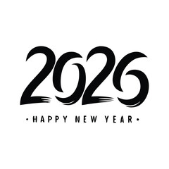 Fototapeta premium Bold vector illustration of “2026” numbers in creative silhouette style. Minimalist flat black vector icon design on a clean white background.