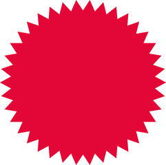 Red Starburst icon.Vector Stock Illustration. Different forms of stars, constellations.Circle starburst label shape for promo, sale, price offer badge sticker.Sale, promo label color design.