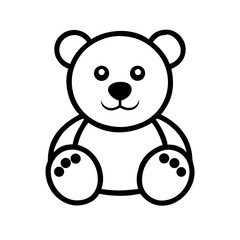 Cute plush teddy bear with a smiling face, symbolizing childhood, toys, and playtime. Isolated on a transparent background