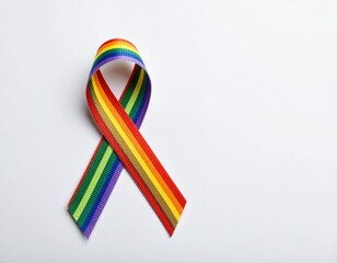 Cinta de concientización simple Arcoiris, sobre fondo blanco neutro