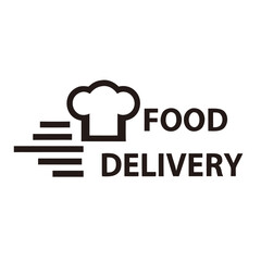 Food Delivery Chef Hat and Speed Lines Minimalist Symbol on White Background