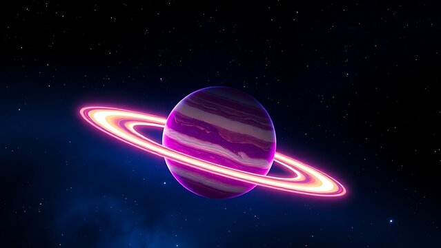 A colorful planet with glowing rings floating in deep space, evoking cosmic wonder and mystery.