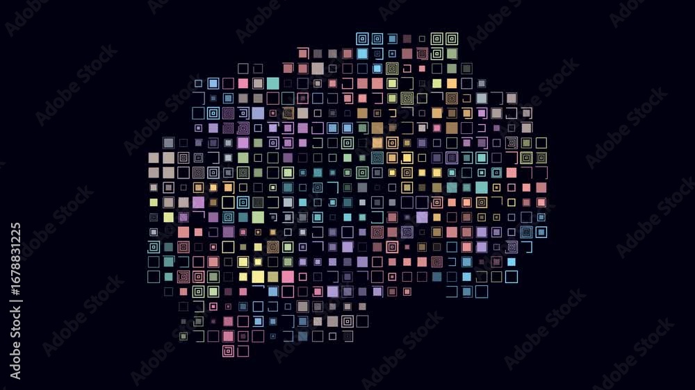 Poster north macedonia map animation. shape of the country with pulsating colored dots. large size square b