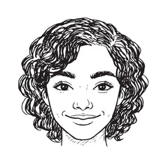 Beautiful Woman Doodle Black and White Illustration Fashion Girl Portrait Line Art Sketch Vector