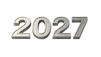 Three dimensional metallic numbers 2027 on black background isolated on white transparent background png jpg business people clipping path cutout 4k full hd poster banner label download