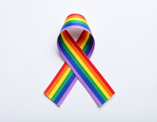 Cinta de concientización simple Arcoiris, sobre fondo blanco neutro