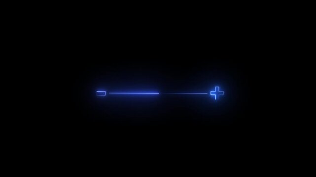 Glowing Neon Sound volume slider level up animation with sound control on a black Background. Animation of speaker volume with alpha channel. 4k video