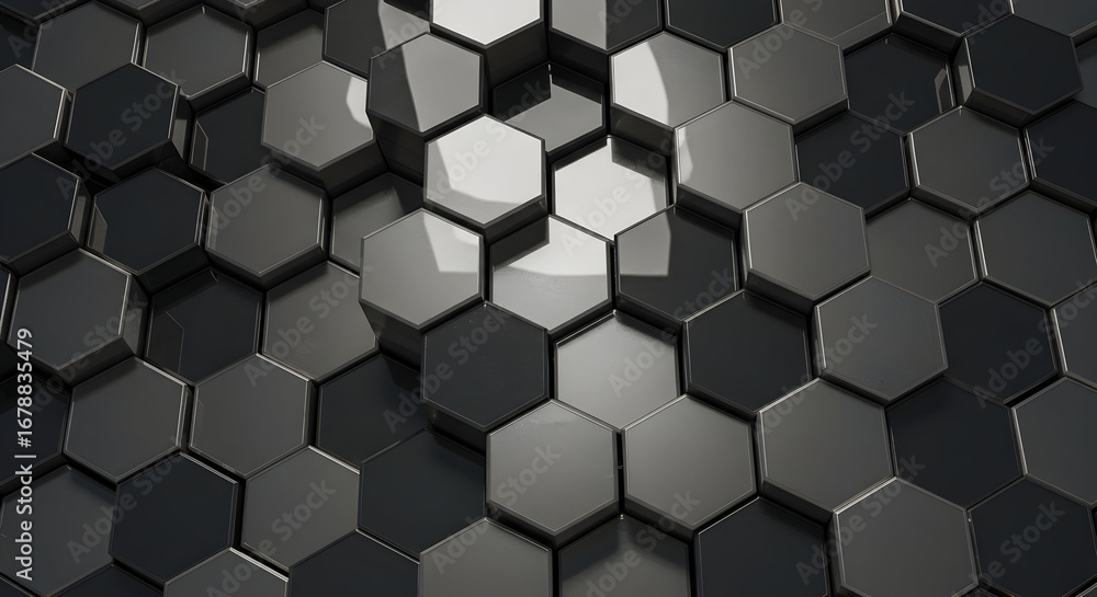 Aufkleber abstract hexagon pattern in dark tones 3d render