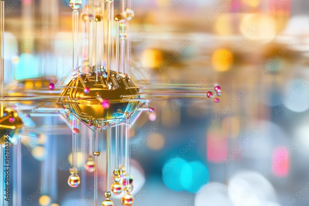 Aufkleber abstract representation of molecular structure with colorful blurred background
