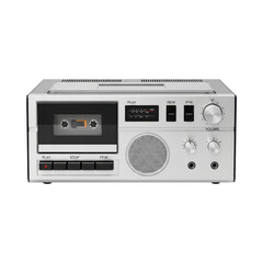 Vintage cassette player recorder with speaker and controls