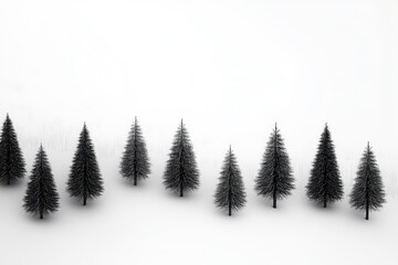 Obraz premium Serene winter landscape with misty forest silhouettes and rolling snowy hills