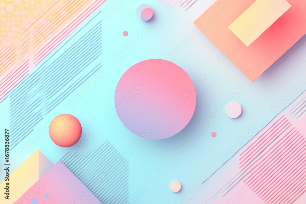 Aufkleber colorful geometric abstract background with gradient spheres and linear patterns