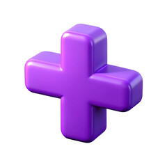 Obraz premium 3d glossy purple plus sign symbol render icon graphic transparent background