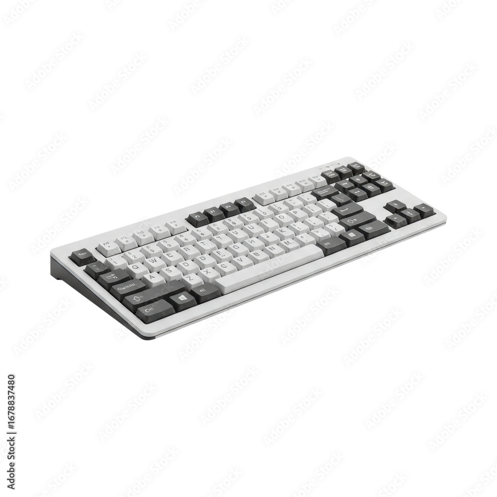 Aufkleber compact mechanical keyboard with white and black keys on transparent background