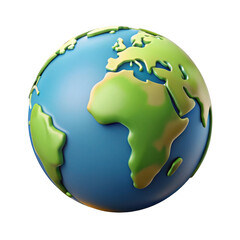 Naklejka premium 3d realistic globe planet earth detailed continents and oceans high resolution render transparent background