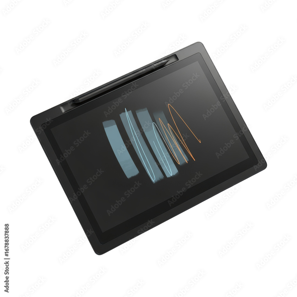 Aufkleber digital drawing tablet with stylus on transparent background