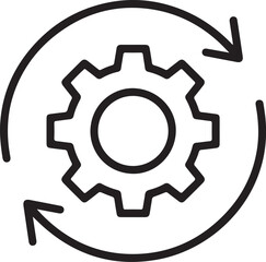 Obraz premium Circular arrow icon with a gear in the center representing process or workflow