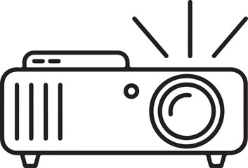 Modern digital projector with light beams emanating from the lens