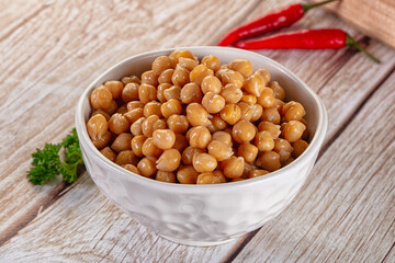 Boiled chickpea beans in the bowl