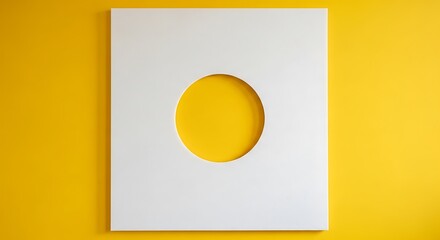 White paper with yellow circle isolated on yellow