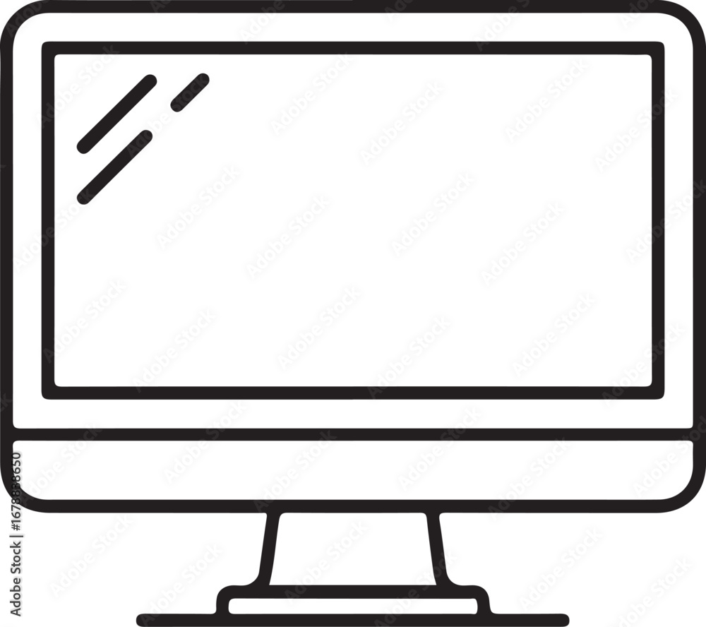 Aufkleber simple line art icon of a modern computer monitor display