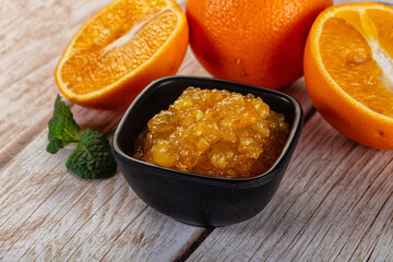 Sweet orange jam in the bowl
