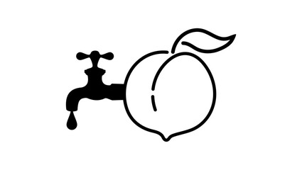 Peach juice symbol, black isolated silhouette
