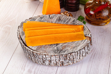 Yellow cheddae cheese slices snack