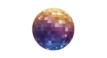 Colorful pixelated disco ball illustration