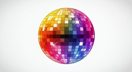 Colorful rainbow disco ball graphic design