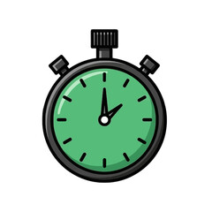 Green Stopwatch Icon: Time Management, Efficiency, and Punctuality Concept Illustration