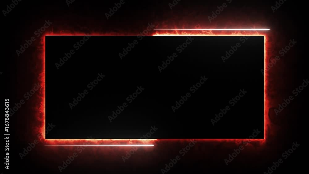 Poster red effect neon glowing frame background. repetitive motion animation and flashing. bright neon ligh