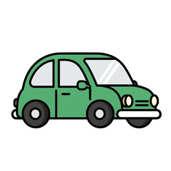 Green Classic Car Icon: Simple, Cute, Retro Vehicle Illustration for Websites and Apps
