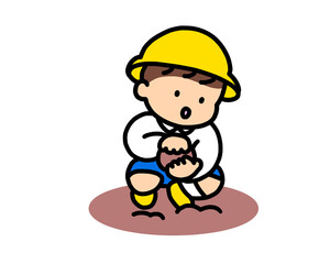 泥団子を作る男の子