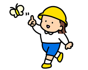 ちょうちょを追いかける女の子