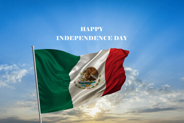 Independence day National flag of Mexico waving on flagpole