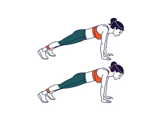 Obraz premium man and Woman doing push up exercise vector illustration