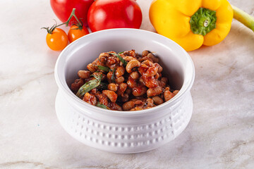 Black eye beans wutg tomato sauce