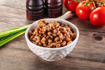 Canned Black eye bean in the bowl