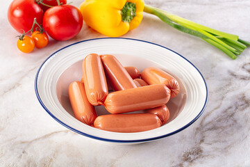 Pork meat sausages for breakfast