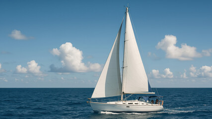 Fototapeta premium Sailing boat on open sea