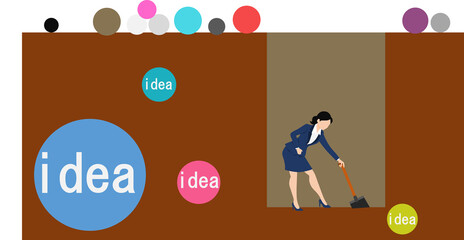 アイデアが閃くビジネスウーマンのイラスト