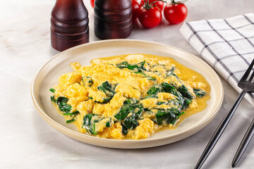 Omelette with spinach for breakfast