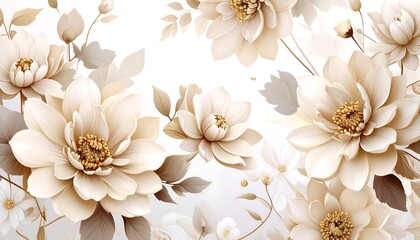 Elegant floral pattern with beige and cream blooms
