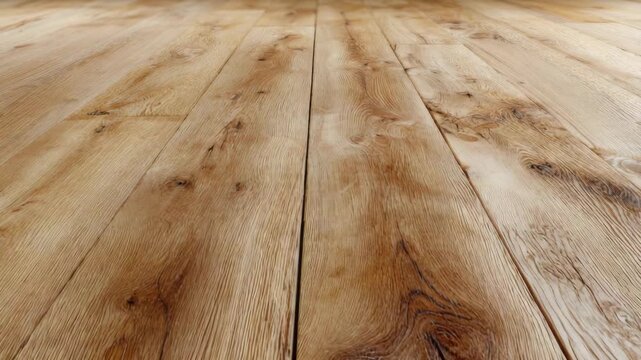 A smooth, wooden floor with a rustic planked pattern and a rich, warm tone.