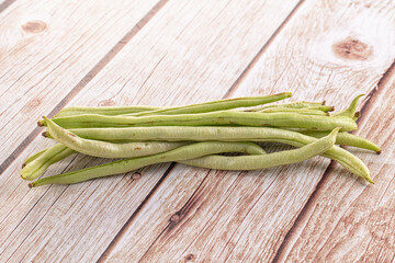 Raw green string beans heap