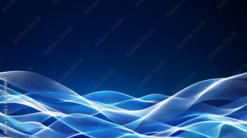 Poster the image displays abstract glowing line art in shades of blue, creating a visually appealing and mo