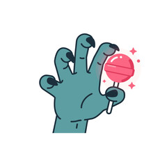 Spooky Monster Hand Holding a Lollipop.